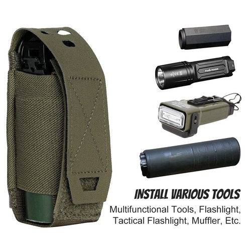 Molle Flashlight Holder Magazine Pouch Tactical Pouches Flashbang Pouch Portable Multiuse Tool Pouches for Duty Belt Vest Backpack 500D Nylon(Ranger Green)