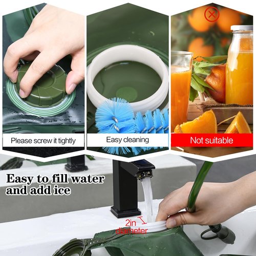 Hydration Bladder with Cleaning Kit, 2L Water Bladder with Cleaning Kit, Leakproof Water Reservoir for Hiking Biking Climbing Cycling Running Camping Backpack, Army Green