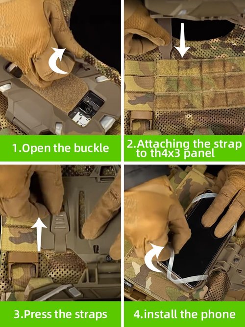 YHKEMA Tactical Plate Carrier Vest Attachments, Chest Phone Board Carrier Foldable Navigation Board for Outdoor Paintball Airsoft Hunting Game, Universal Chest Mount for Screen Size 4.7"-6.7" (Green)