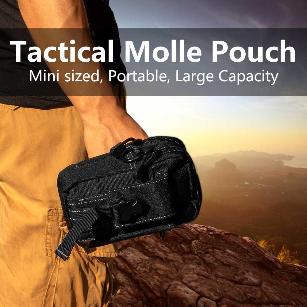 ofone Small Tactical Molle Pouch, Military Waist Pouch EDC with Smartphone Holster Holder Utility Gadget Belt Bag for Outdoor