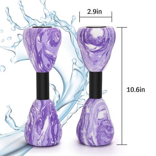 Camouflage Aquatic Dumbbells,2Pcs Foam Water Weights Aerobic Exercise Fitness Equipment Dumbbells, Pool Resistance Swimming Training for Adults/Kids/Men/Women Weight Loss, Beginner Swimming Training (Purple)