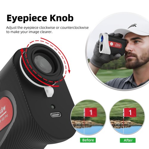 Roykaw Range Finder Golf Rangefinder with Slope, 1200 Yards Laser Range Finder, Rechargeable Range Finders for Golf/Hunting,7X Magnification,Flag Pole Lock Vibration, Self w/Magnet, Waterproof