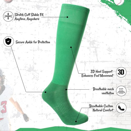 Tradder 1 Pair of Youth Softball Baseball Socks Baseball Belt and Arm Sleeve Combo for Men Boy Girl Football Sports Gift Set(Green)