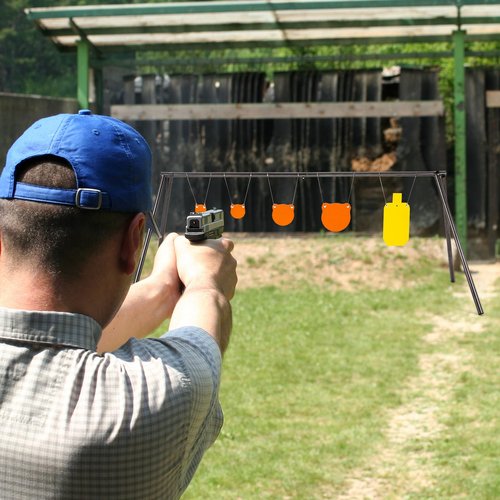 TEDEUM AR500 Target Stand with 3", 4", 6", 8" Gong Targets and 7x12 Torso Target, No Tools Required Assembly, Heavy Duty Shooting Practice Stand for Rifle and Pistol Training