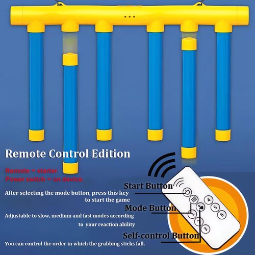 Reflex Drop Sticks Challenge Game, Hand Eye Coordination Training Toy, Upgrade Remote Control 3 Adjustable Speed