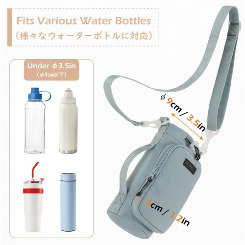 TRIWONDER Water Bottle Holder with Strap for 32oz Bottle Carrier Sling Bag with Phone Pocket, Crossbody Hand Pouch Sleeve for Walking Hiking Traveling Camping(Blue)