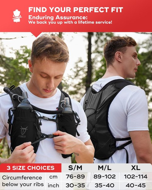 UTOBEST Upgrade Running Hydration Vest 10L, Running Backpack for Women Men Multi-Functional Storage with 2L Hydration Bladder, Adjustable Water Vest for Trail Marathon Race Jogging Cycling Black XL