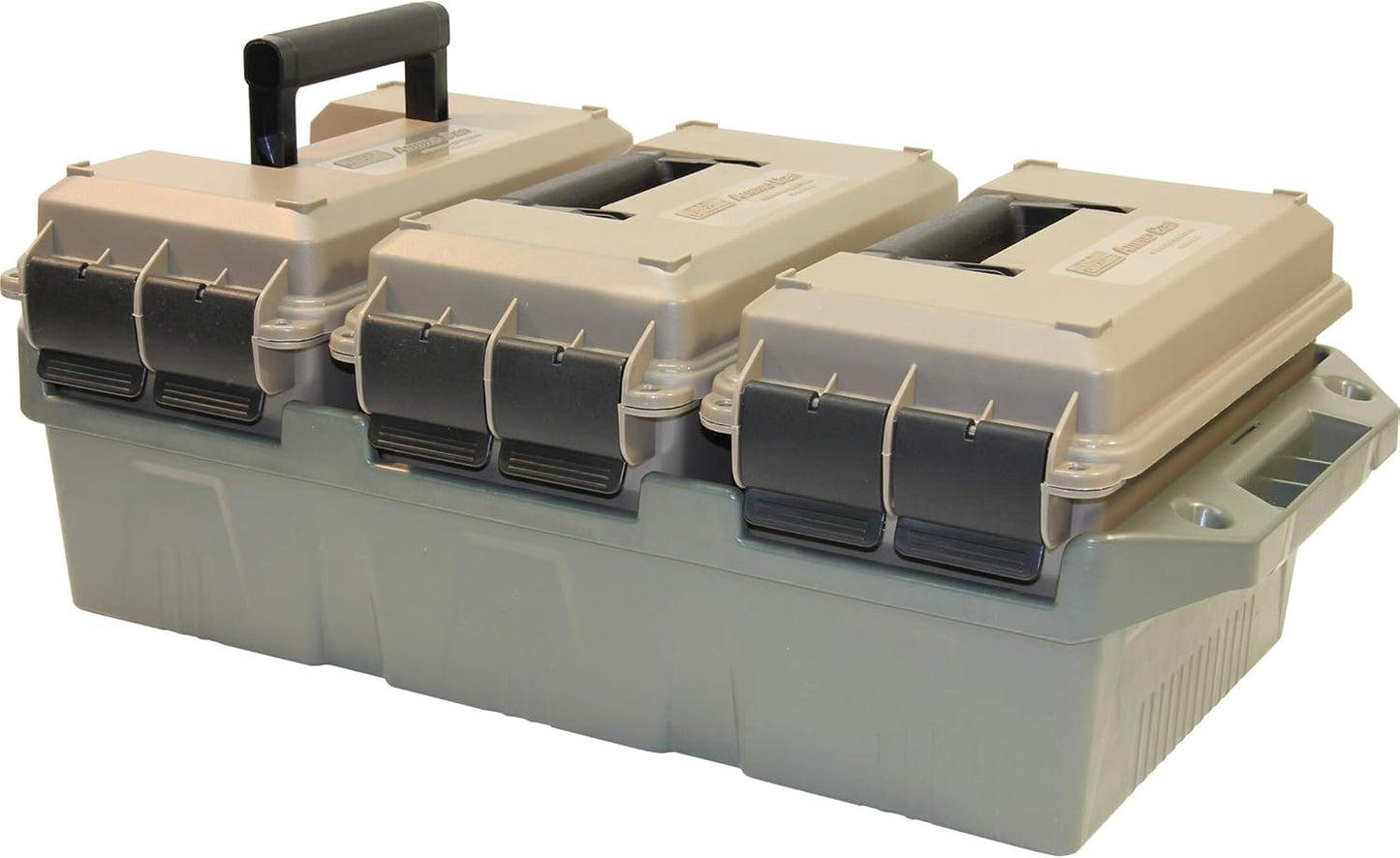 MTM AC4C 4- can Ammo Crate, Convenient size, Stackable, easy carry and transport of 30 caliber ammo, Rugged tactical carrying crate, USA Made, 23.6"L x 11.25"W x 7.5"H, Brown