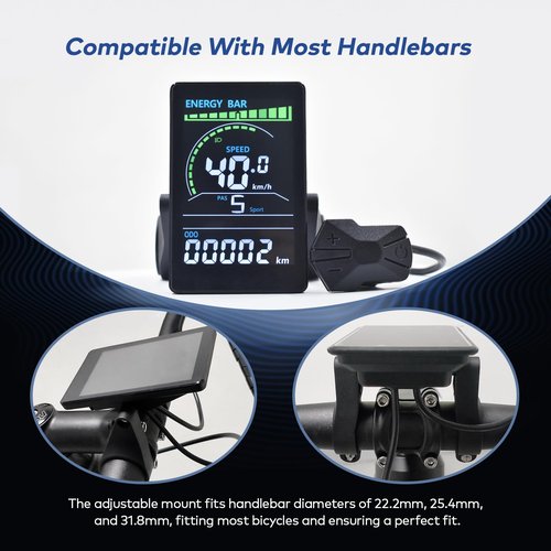 Mcezdy Ebike Display, UART No. 2 Protocol, 24V-60V Colorful Acrylic Cycling Computer with Charging Port for Mobile Devices, Ebike LCD Display to Enrich Cycling Journey