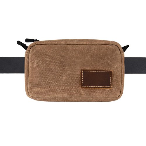 Heavy Duty Waxed Canvas Belt Bag - Waist Pack for Men & Women, EDC Pouch with Zipper, Brown