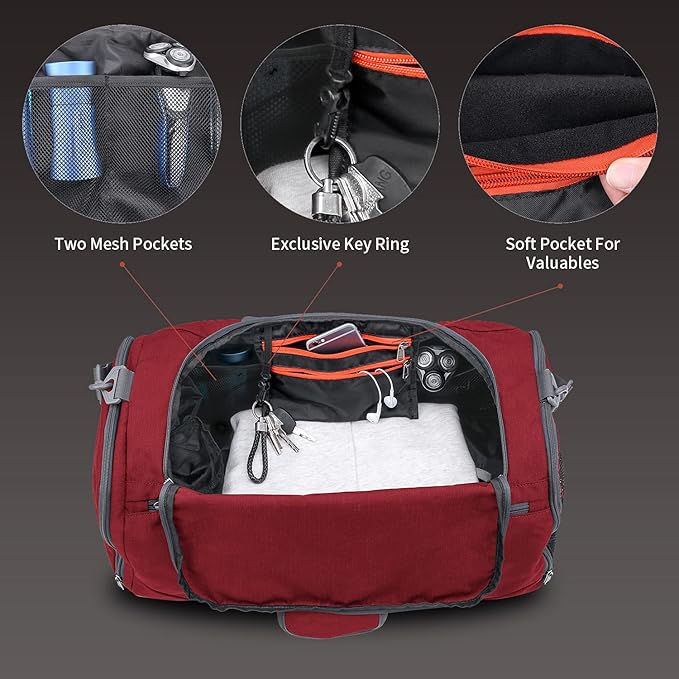 Canway Sports Gym Bag, Travel Duffel bag with Wet Pocket & Shoes Compartment for men women, 45L/40L, Lightweight