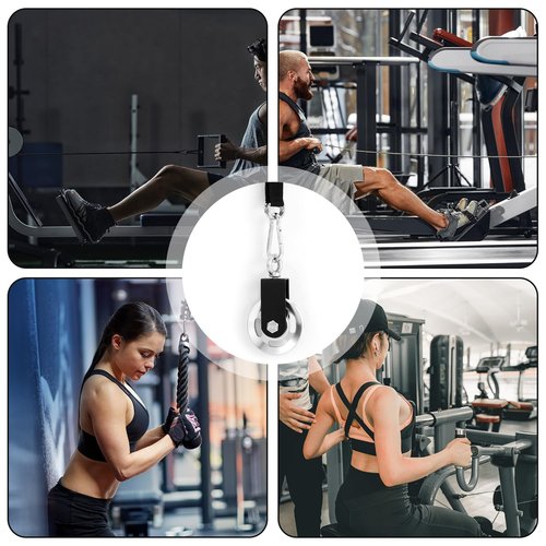 Cable Pulley Wheel, 360-Degree Rotation Bearing Weight Pulley with Hanging Straps & Carabiner Silent Gym Exercise Machine Attachments Replacement Parts Accessories for Straight LAT Pulldown Bar