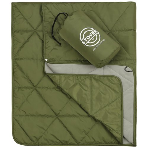 STOVER Outdoor Waterproof Fleece Travel Blanket for Camping, Picnics, Stadiums, Sports, The Beach– Warm, Windproof, Compact, Lightweight & Sand-Resistant (Olive Green)