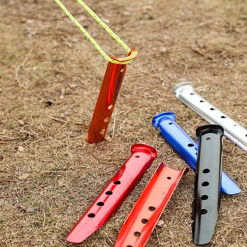 Takelablaze Aluminum Tent Stakes for Camping in Snow & Sand 10PCS Beach Canopy Tent Stakes U-Shaped Tent Pegs Lightweight Ground Nails for Beach Shade Canopy Hiking Backpacking Boating Picnic (Red)