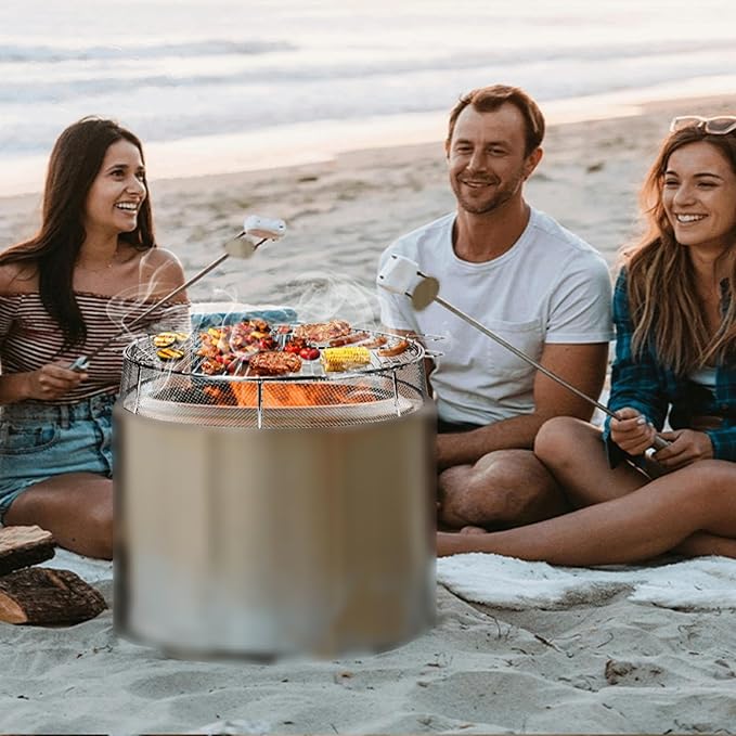 Uniflasy Fire Pit Shield and Cooking Grate for Solo Stove Yukon 27",304 Stainless Steel Spark Screen Cooking Grate for Backyard & Outdoor Fire Pits,Fire Pit Accessory Kits for Solo Stove Yukon