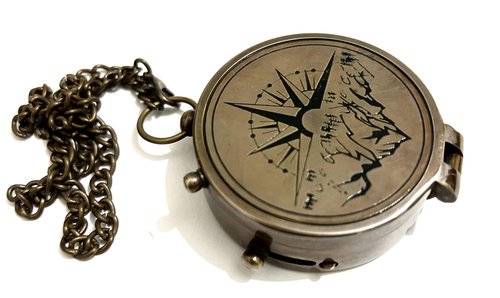 Morcomart Brass Compass with case Elegant Design Mountain Camping Pocket Compass with Chain