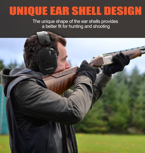 Hocazor Electronic Shooting Ear Protection Muffs for Hunting, 23dB NRR, 6X Sound Amplication Noise Cancelling Headset, Black