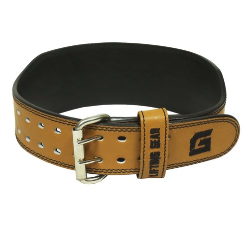 Lifting Gear Leather Weightlifting Belt - Genuine Leather 4 Inches wide Adjustable Buckle Weight Lifting Belt for Back Support, Powerlifting, Cross Training, Deadlifts, Squats Olympic Lifting (Brown, Medium)