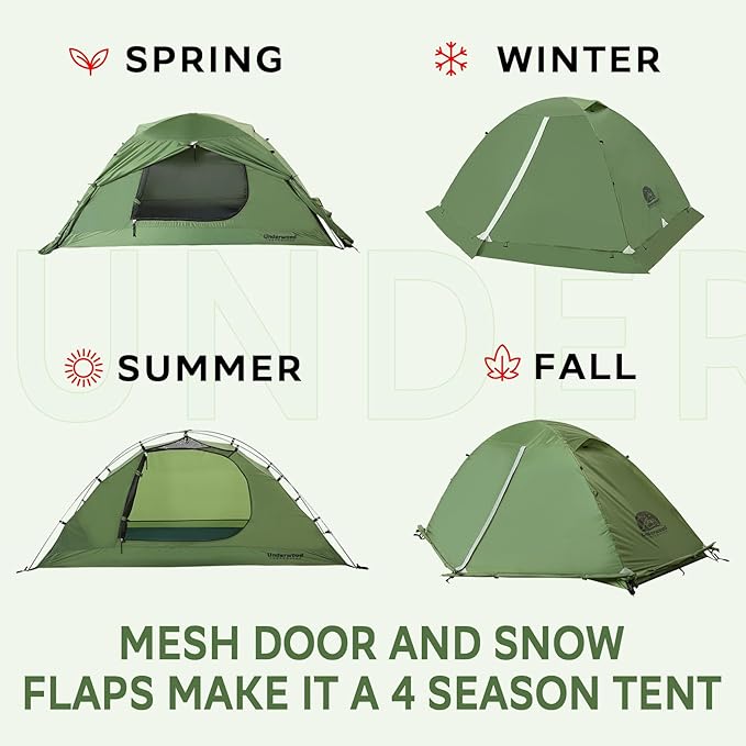 1/2 Person Backpacking Tent for 4-Season - Winter Waterproof Tent for One Person, Lightweight Camping Tent for Backpacking, Easy Set Up Cold Weather Tent by Underwood Aggregator