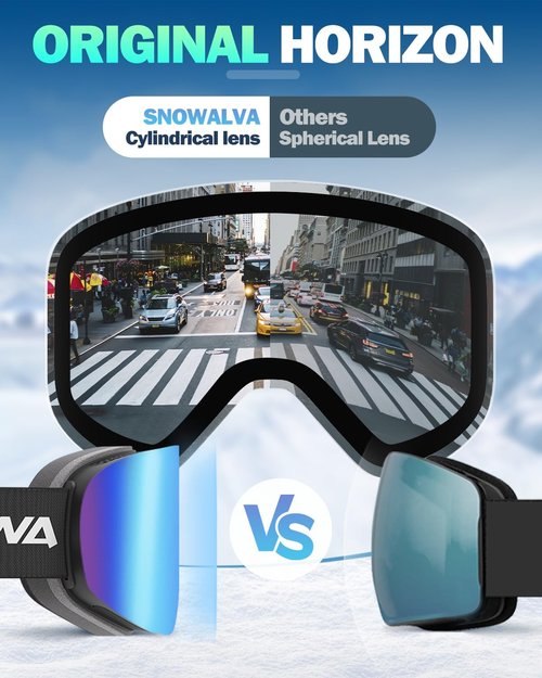 Snowalva Ski Goggles, Frameless Snowboard Goggles with 2 UV400 Magnet Ski Lenses for Men & Women (Silver(vlt 9%) + Clear (Vlt 83.5%))