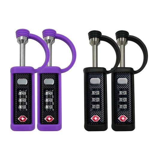 LAFENLIN 4 Pack Purple Black TSA Approved Locks for Gun Case, Combo Lock Traveling Hand Gun Carrying Case Lock, Tactical Cut-Resistant Heavy Duty TSA Travel Locks