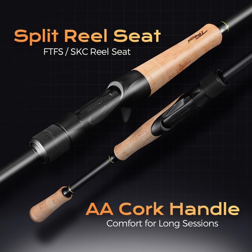 HANDING M1 Travel Fishing Rod 5 Piece Medium Heavy Baitcasting Rod 6'6'' with Medium Heavy Power Fast Action for Largemouth Pike Pickerel Redfish Striped Bass