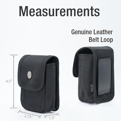 Tintirs 2 Pack EDC Belt Pouches for Men Women, Compact Holster Pouches Waist Bags with Belt Loop for Fishing, Hiking, Camping, Durable Snap Closure, Premium Waxed Canvas, Black Small