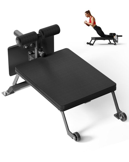 DawnMarine Nordic Curl Bench - Home Gym Hamstring Curl Machine with with 1" & 2" Olympic Weight Plates, Max Hold 450lbs, Compact Glute Machine, Easy to Move and Store with Wheels