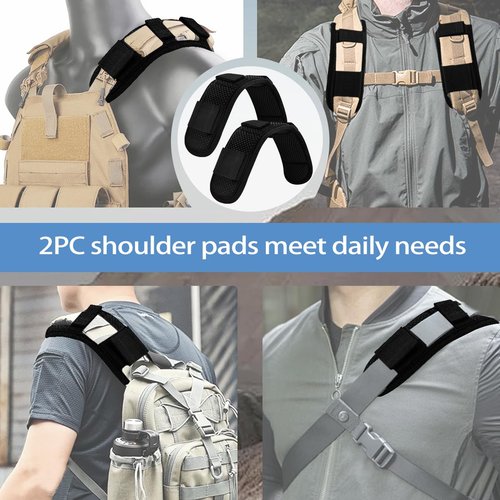ZINMARK 2Pcs Shoulder Strap Pad, Backpack Strap Pads, Shoulder Pads Cushions for Tactical Vests, Laptop Bags, Messenger Bags, Briefcases, Luggage, Tool Bags, Travel Bags etc, Black