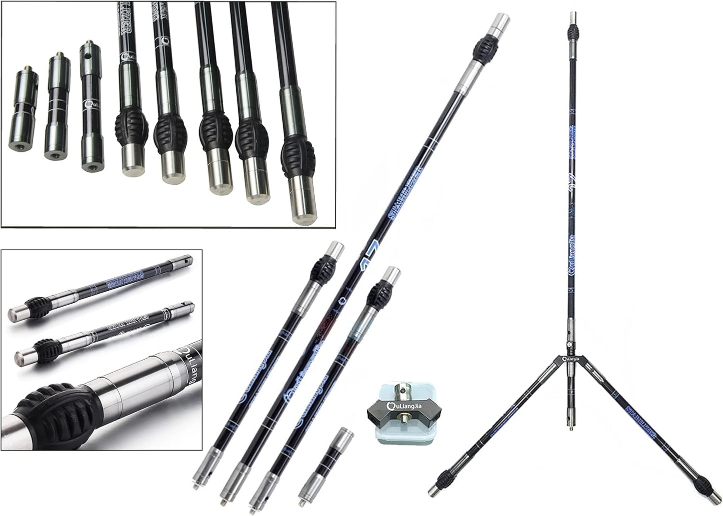 ZSHJGJR Archery Bow Stabilizer Balance Bar Rod System 3-30 Inch Carbon Fiber Stabilizer Damping Shock Absorber for Recurve Compound Bow