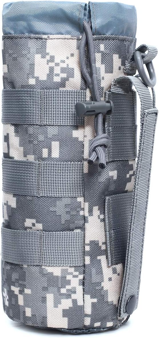 Tactical Molle Water Bottle Pouch Military Drawstring Open Top & Mesh Bottom Travel Water Bottle Holder Bag Tactical Hydration Carrier