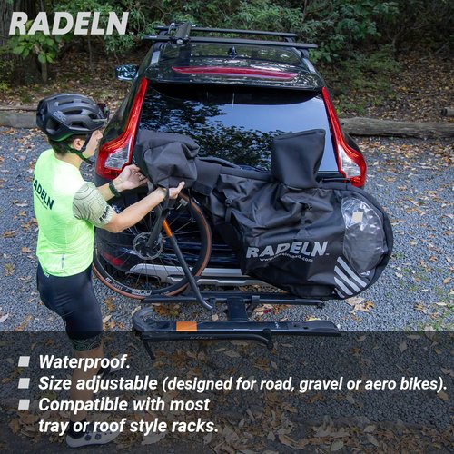 RADELN Waterproof Bike Cover, 600D Ripstop, for Highway Speeds, Ultimate Bike Cover, Minimalist Design, Covers Vulnerable Parts of Bike in Transit, Transport Cover for Bike On Rack