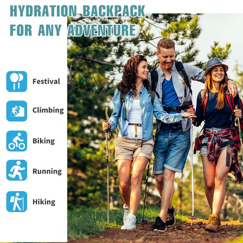 Zounich Hydration Backpack, Breathable Running Backpack with 3L Water Bladder, Large Capacity Hiking Rucksack Outdoors Hydration Bag Pack Perfect for Cycling Camping Fitness Climbing Fits Men & Women