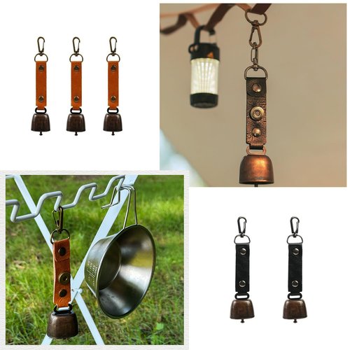 SquEqu 2 Pack Bear Bell Metal Loud Hiking Bells Pendant Keychain with Carabiner Hook Magnetic Mute Silencer for Outdoor Camping Trikking Harness Survival Emergency Montain Climbing Dog Animals