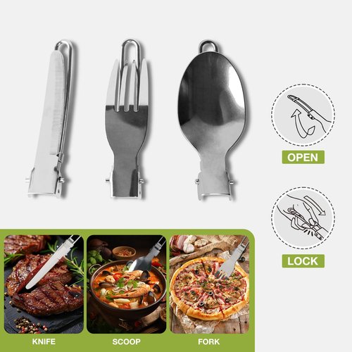 NEUEFAMI Compact Camping Cookware Set - Lightweight Backpacking Pots and Pans Kit for Camping, Hiking, Backpacking, Picnic and Other Outdoor Activities (Green)