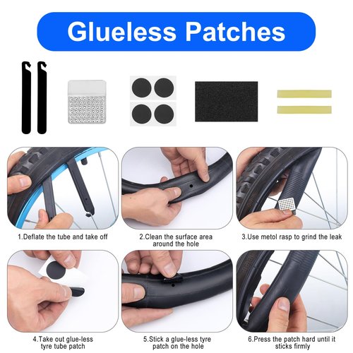 Bynccea Bike Tire Repair Tool Kit with Tire Pump, Portable Bicycle Repair Bag Bicycle Tyre Lever Patch Repair Tools, All in One Bicycle Tire Patch Kit for Mountain Bike and Road Bike