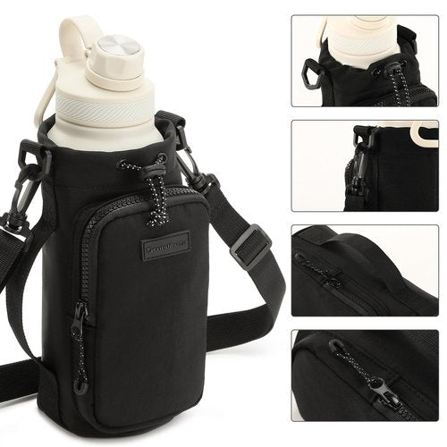 SEPWIK Water Bottle Carrier Bag with Phone Pocket 40oz Water Bottle Holder Pouch with Adjustable Strap for Walking Hiking Camping Gym Scandihome Series