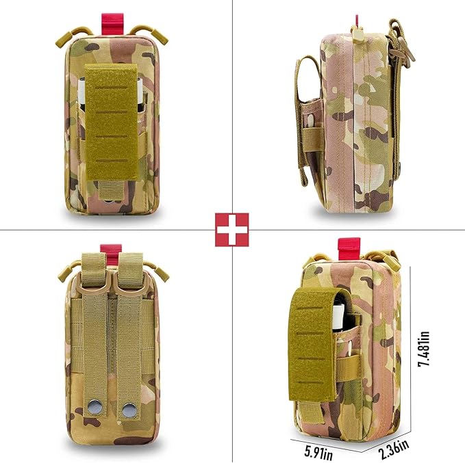Small Ifak Trauma Kit for Duty Belt, Laser Cut Ifak Med Trauma Kit, Molle Tactical Emergency First Aid Kit Refill Supplies Insert