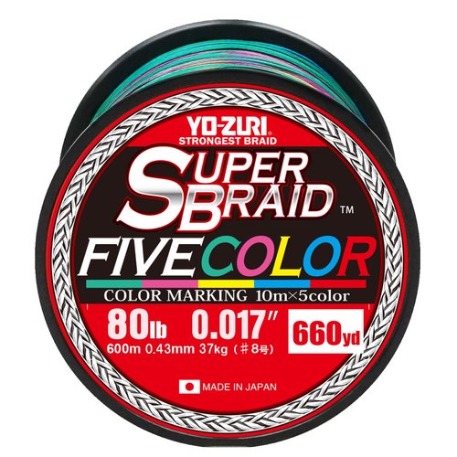 Yo-Zuri Superbraid 660 yd Floating Braid, 5-Color, 80 lb