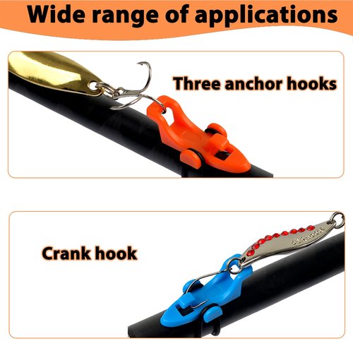 QUANFULTEC Fishing Hook Keeper，Fishing Hook Keeper for Fishing Rod，Fishing Hook Holder,Holder with 3 Sizes Rubber Rings，Bait HolderSuitable for a Variety of Fishing Rods 6 Pcs