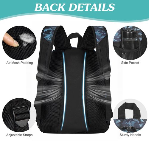 WOLT Youth Soccer Bag, Soccer Backpack, Basketball Backpack with Cleat Shoe and Ball Compartments Sports Backpack for Volleyball Football for Men Women (CamoBlue)