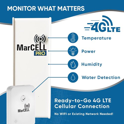 MarCELL PRO - Professional Level Remote Temperature, Humidity & Power Monitor - No WiFi Needed (Uses Verizon Network) - RV, Network Room, Freezer, Home - Instant Phone Call Alerts - Made in The USA