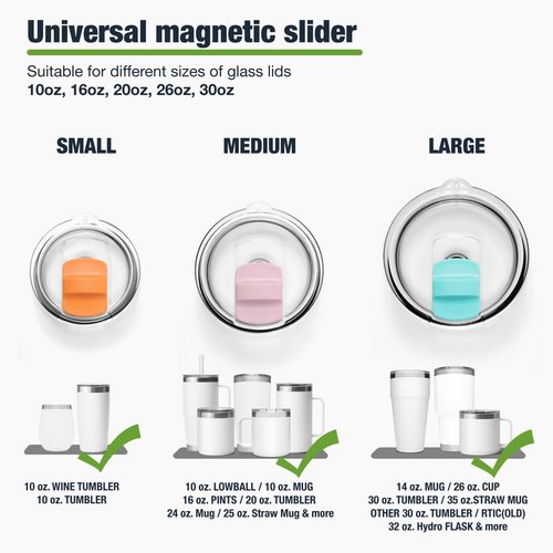 Magnetic Slider for YETI Lid,Compatible with YETI Rambler 8 oz,10 oz,14 oz,16 oz,20 oz,24 oz,30 oz Lids(Seafoam, White, Pink, Orange) 4 Pack