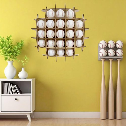 Baseball Display Cases for Balls, Signed Baseball Display Case, Rack for Collectors Baseballs, Baseball Display Case Wall Mount, 22*22inch, Spherical Design Feels Modern
