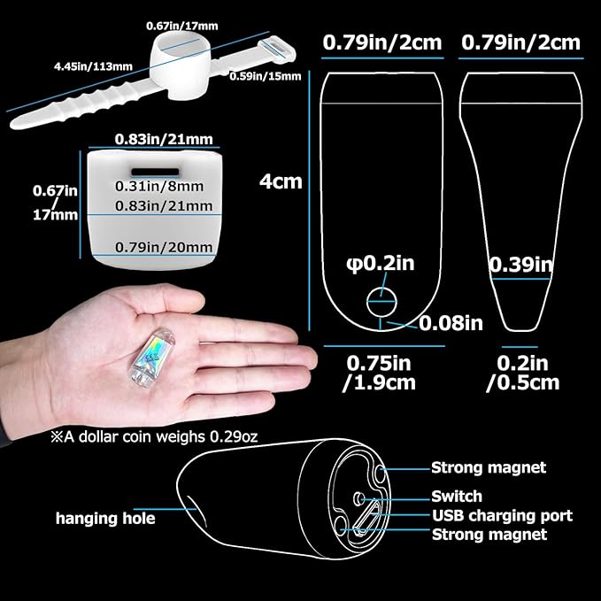 USB Mini LED Lantern, 2 Pack Waterproof EDC Keychain LED Flashlight for Camping, Type-C Rechargeable Battery Small Stick Lamp Puck Dog Collar Torch Light (7-Color Gradient+Red)