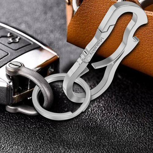 Idakekiy Dual Carabiner Keychain Mutil Tool with Key Chain Bottle Opener for Keys