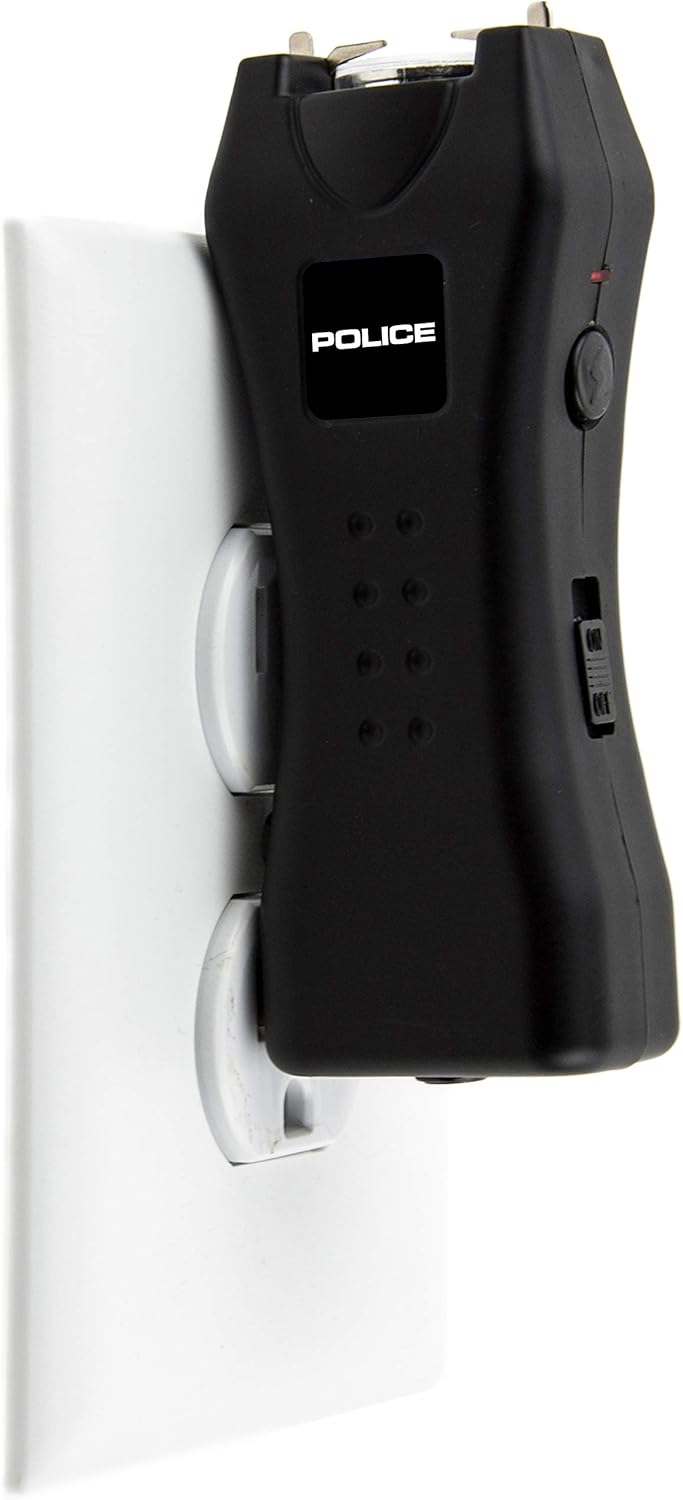 Police Stun Gun for Self Defense 618 – High Voltage Mini Rechargeable with LED Flashlight, Compact & Heavy Duty – Personal Security for Women Men - Black