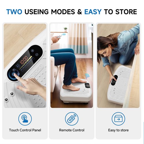 Vibration Plate Exercise Machine Weight Loss, Full Body Workout Vibration Plate Lymphatic Drainage, 199 Adjustable Speeds Power Shaping Vibrating Plate 450 Lbs Capacity Fitness Platform White
