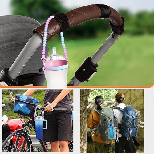 Versatile Silicone Water Bottle Holder and Sling,Water Bottle Handle-Durable,Soft Handle with Strap-Fits 8-40oz Bottles, Stanley Cup Compatible-Perfect Accessory (pinkYellowHeart)