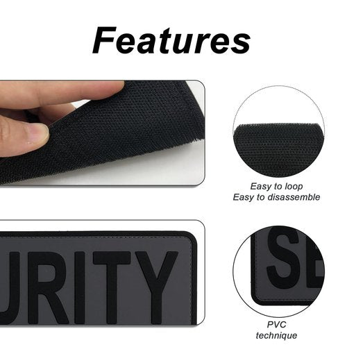 uuKen Security Patch PVC Gray Background 10"×3" for Vests Jackets Clothing Bags Backpacks with Hook Fastener Back(Gray Background,XL 10"×3")